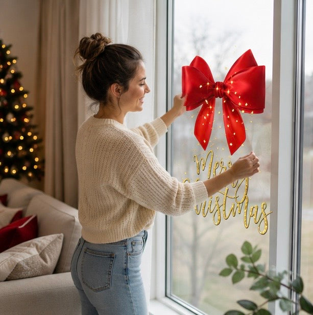 Christmas Window Cling Stickers – Snowflake Glass Decals for Storefronts, Doors and Holiday Home Decor