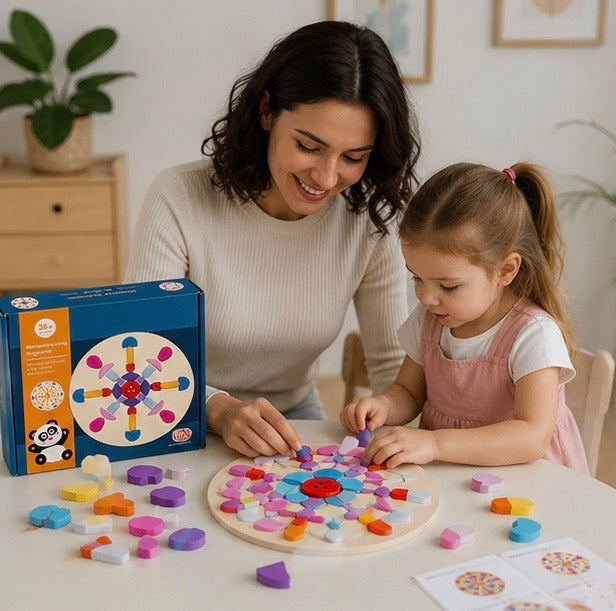 Montessori Tangram Puzzle Set - Wooden Geometric Shape Educational Toy for Logical Thinking, Creativity and Early Learning