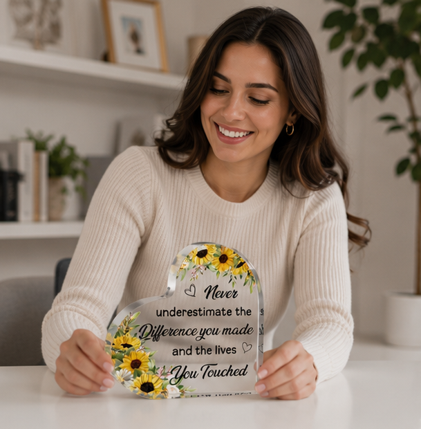 Acrylic Love Appreciation Plaque – Inspirational Thank You Gift Ornament for Friends, Coworkers, Colleagues and Meaningful Keepsakes