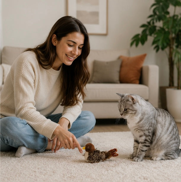 Interactive Electronic Cat Bird Toy – Automatic Chirping Feather Teaser for Indoor Cats Exercise and Mental Stimulation