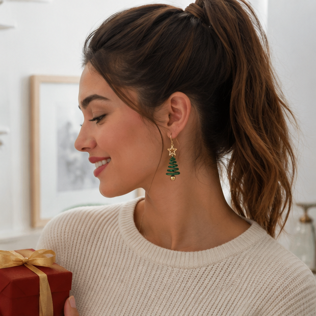 Christmas Tree Drop Earrings – Cute Snowman Holiday Dangle Jewelry for Women, Parties and Festive Gift Giving