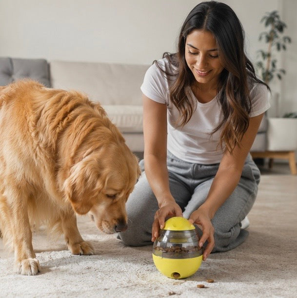 Interactive Dog Treat Ball - Slow Feeder Tumbler Puzzle Toy for Mental Stimulation, Enrichment and Healthy Pet Feeding