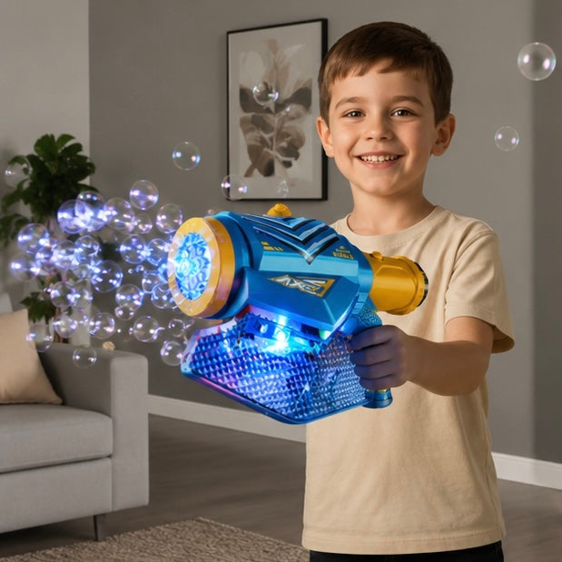 Tomahawk Bubble Machine Toy - Electric Light Up Bubble Blaster for Kids Outdoor Games, Parties and Summer Entertainment