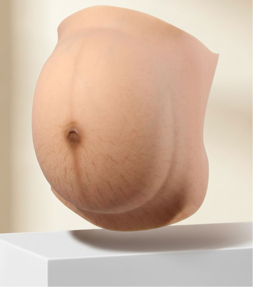Realistic Silicone Pregnancy Belly – Stretch-Mark Maternity Simulation Prop for Photos, Videos, Cosplay, Theater, Film Production and Costume Styling