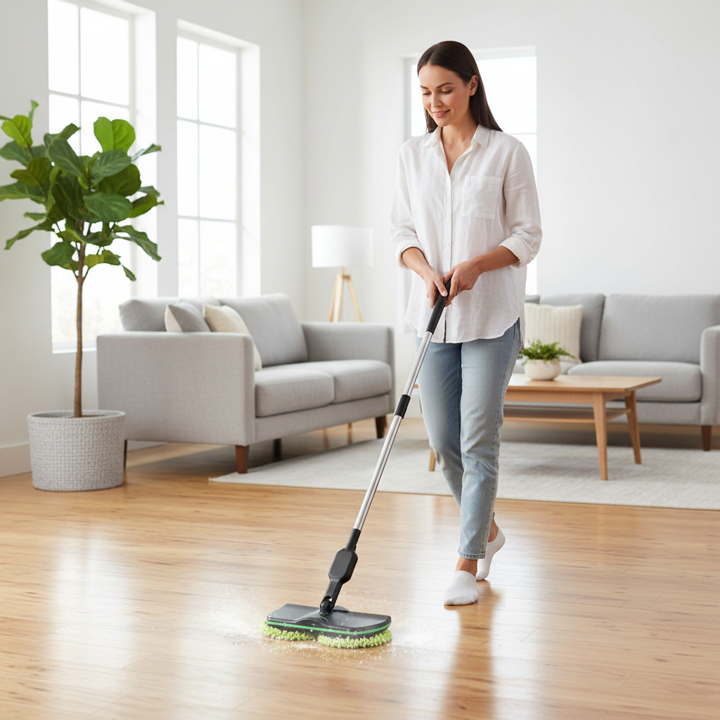Cordless Electric Floor Scrubber – 2-in-1 Rechargeable Rotating Spin Mop for Powerful Hard Floor Cleaning, Polishing and Everyday Home Care