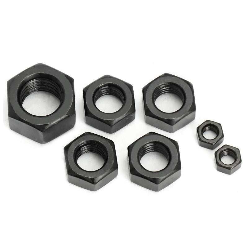 Carbon Steel Hex Nut Set – DIN934 Black Grade 8.8 Assorted Metric Hexagon Nuts for Repairs, DIY and Industrial Fastening