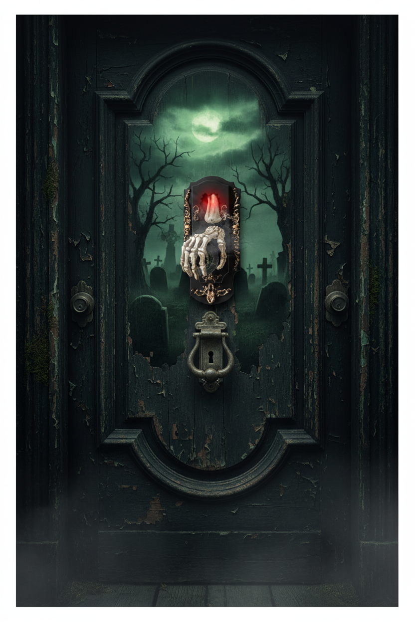 Halloween Motion Sensor Doorbell Spray Prop – Funny Ghost House Decoration with Sound, Light and Touch Induction Effects for Spooky Parties