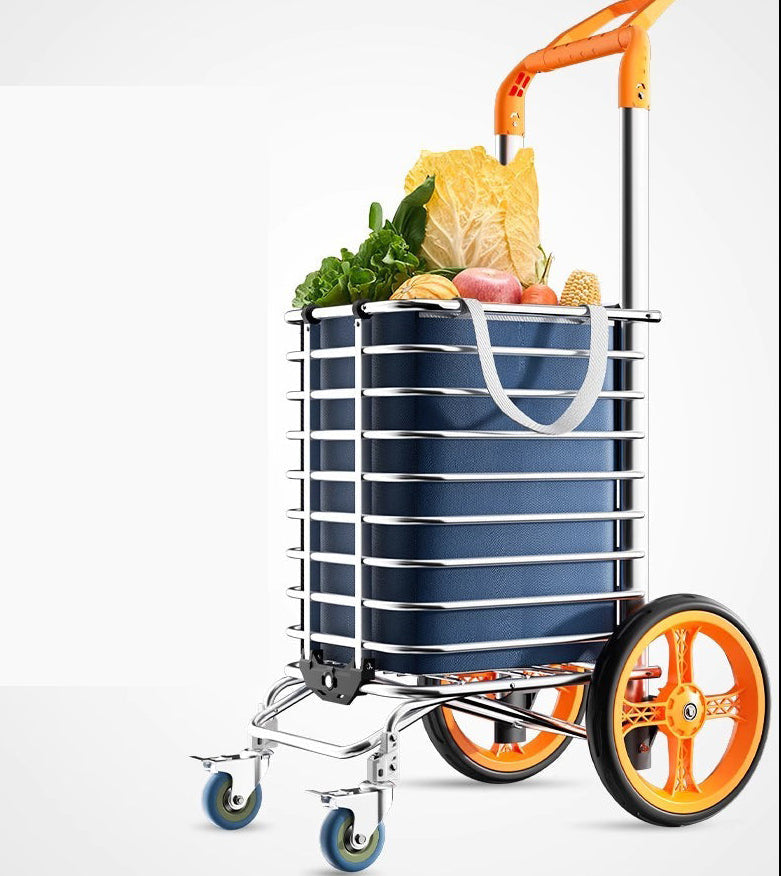 Foldable Shopping Cart – 35L Heavy Duty Aluminum Grocery Wagon with 45kg Capacity, Oxford Bag and Stair-Climbing Wheels
