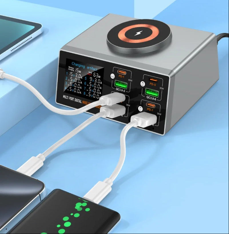 Fast Charging Station – 140W USB 8-Port Smart Charger for Multiple Android Phones and Devices at Home, Office, Hotels, Restaurants and Travel