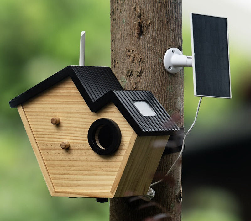 Wooden Bird Breeding House – Hanging Outdoor Nest Box for Small Birds with Viewing Window and Comfortable Shelter