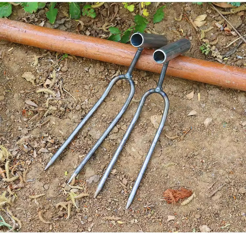 Adjustable Two-Teeth Garden Fork – Stainless Steel Hand Cultivator and Spade Tool for Digging, Loosening Soil, Weeding and Efficient Home Gardening