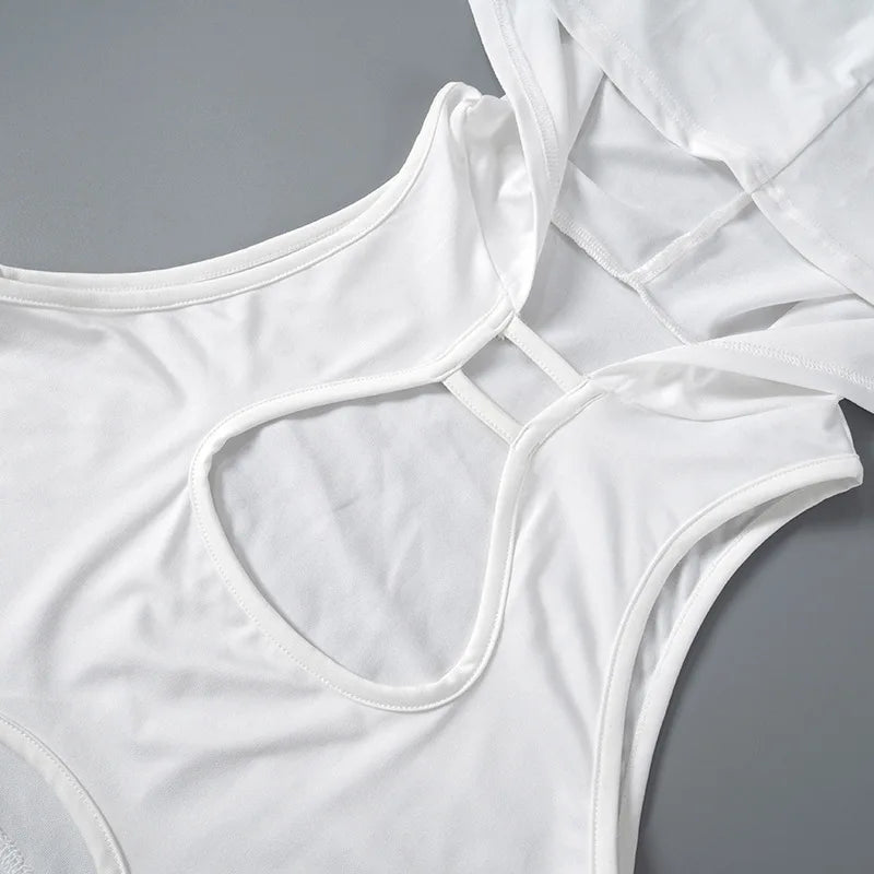 Y2K Hooded Crop Top – White Hollow Out Sleeveless Tank with Ring Details for Women, Sexy Summer Streetwear, Festival and Casual Outfits