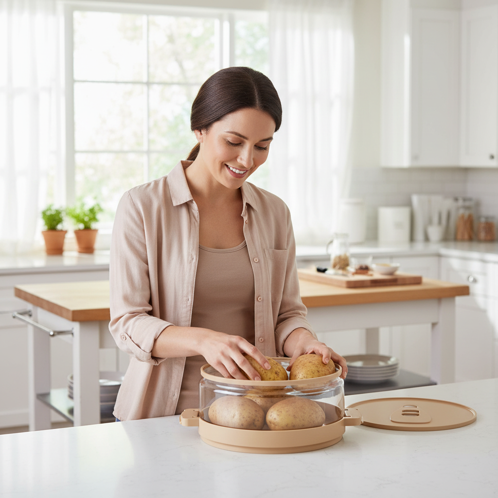 Microwave Potato Cooker Box – Reusable Express Baked Potato Container for Fast, Fluffy Microwave Potatoes and Convenient Everyday Meal Preparation