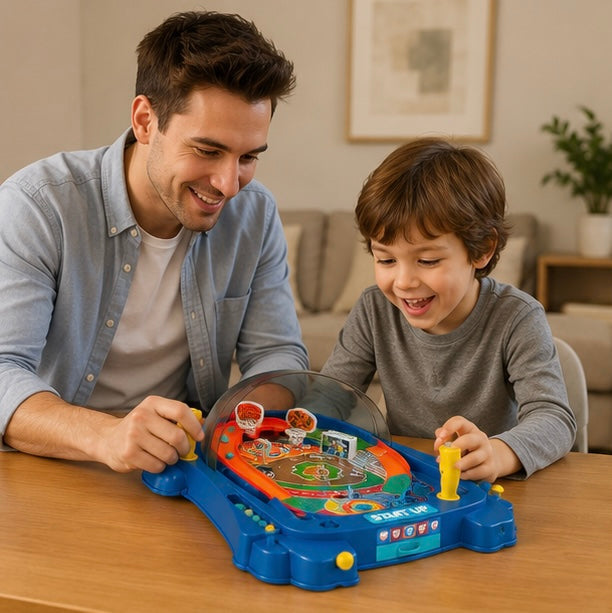 Pinball Soccer Board Game - Interactive Tabletop Marble Battle Game for Kids, Families and Party Entertainment