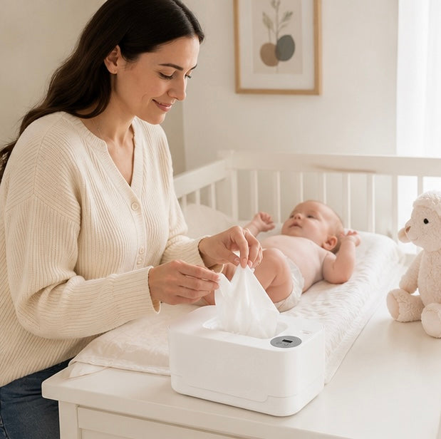 Baby Wipe Warmer with LED Display - Portable USB Wet Wipe Heating Box for Home, Car and Nursery Convenience