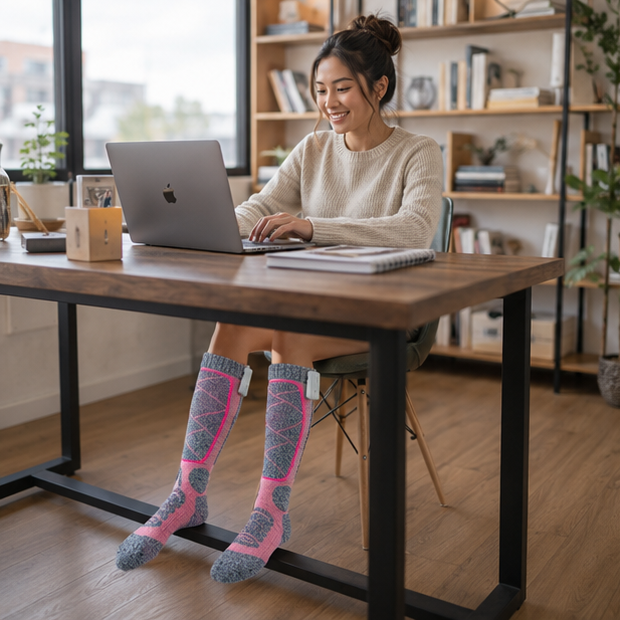 Electric Heated Winter Socks - Self Warming Thermal Socks for Skiing, Camping, Hiking and Cold Weather Protection