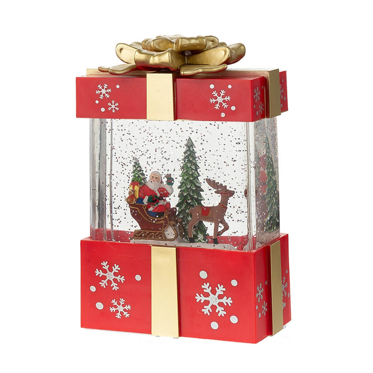 Christmas Musical Gift Box – Rotating Santa Village Decoration with Music for Holiday Tabletop Display and Festive Home Decor