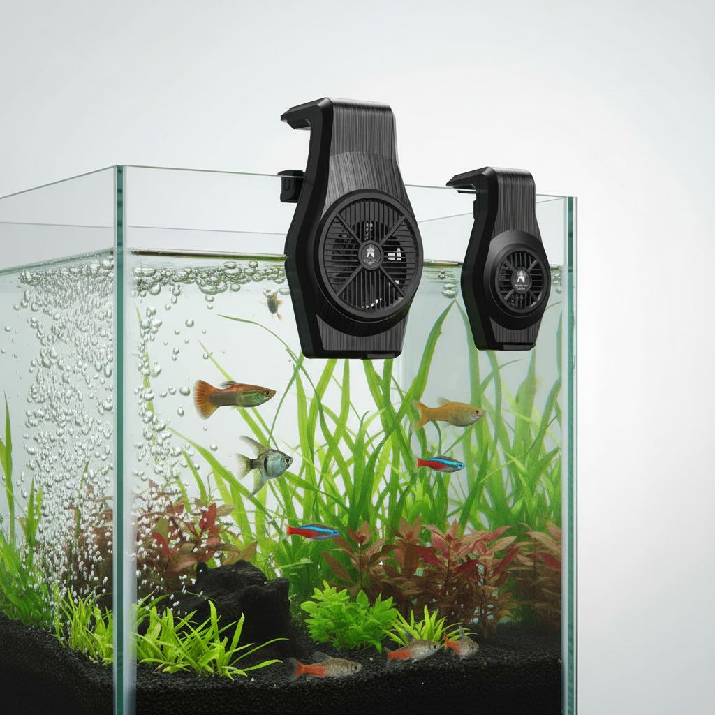 Mini Aquarium Cooling Fan – Adjustable Hanging Fish Tank Chiller for Temperature Control, Quiet Water Cooling System for Tropical Aquariums
