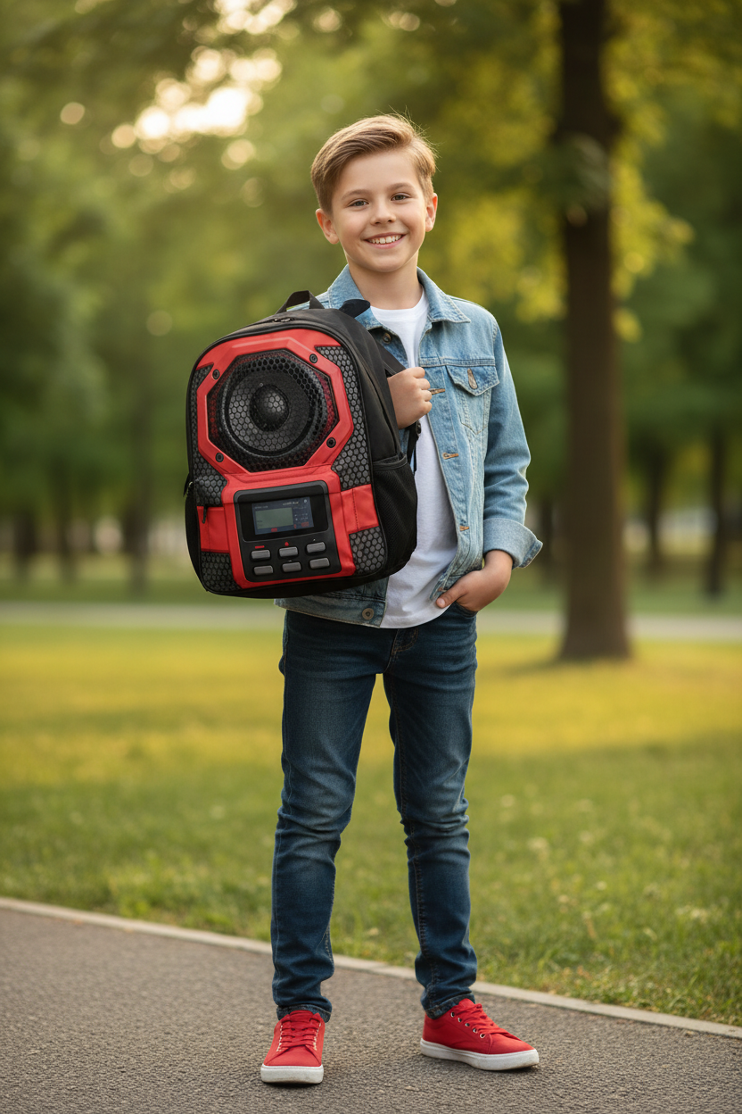 Kids Summer School Backpack with Speaker – Fun Children’s Daypack for School, Travel and Outdoor Adventures with Built-In Music Entertainment