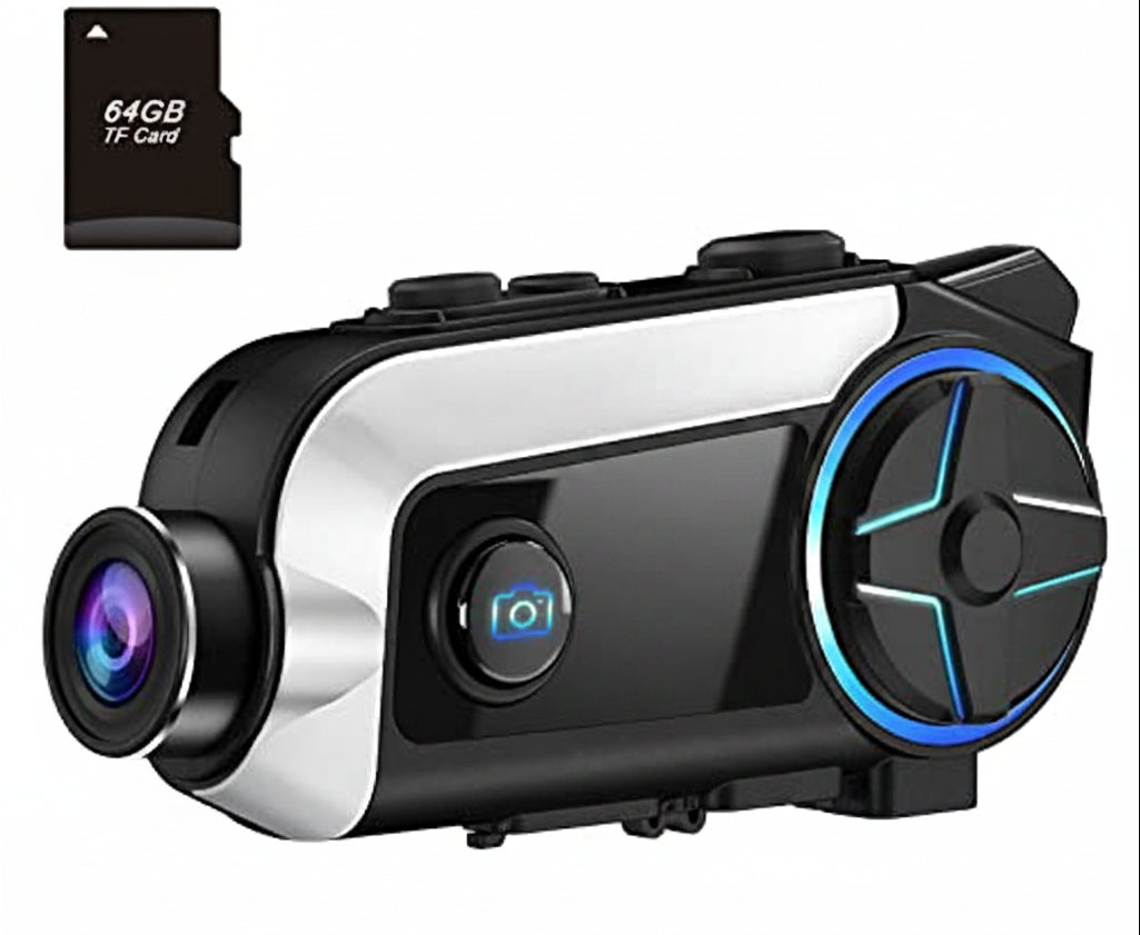 PRO Motorcycle Intercom – Bluetooth Helmet Headset with Video Recording, Wireless Communication and Hands-Free Riding Connectivity
