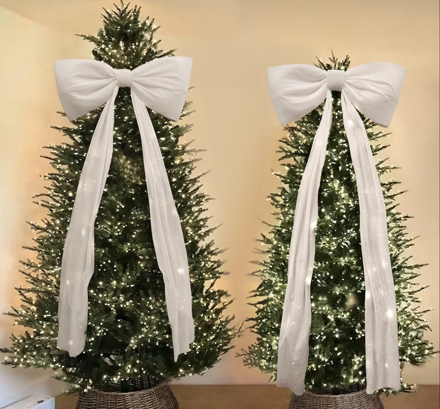 Large Christmas Bow Decoration – Oversized Holiday Ribbon Ornament for Trees, Wreaths, Doors and Party Displays