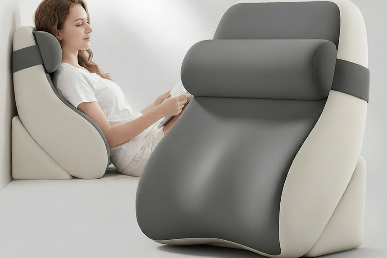 XL Reading Pillow – Ergonomic Wedge Back Support Cushion with Side Pockets, Washable Cover and Lightweight Comfort for Bed, Sofa and Lounging