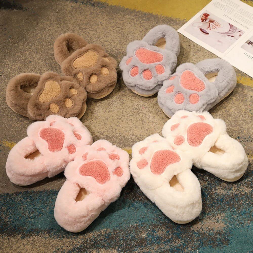 Kawaii Cat Paw Slippers – Fluffy Plush Winter House Shoes with Non Slip Sole for Cozy Indoor Comfort and Christmas Gifts
