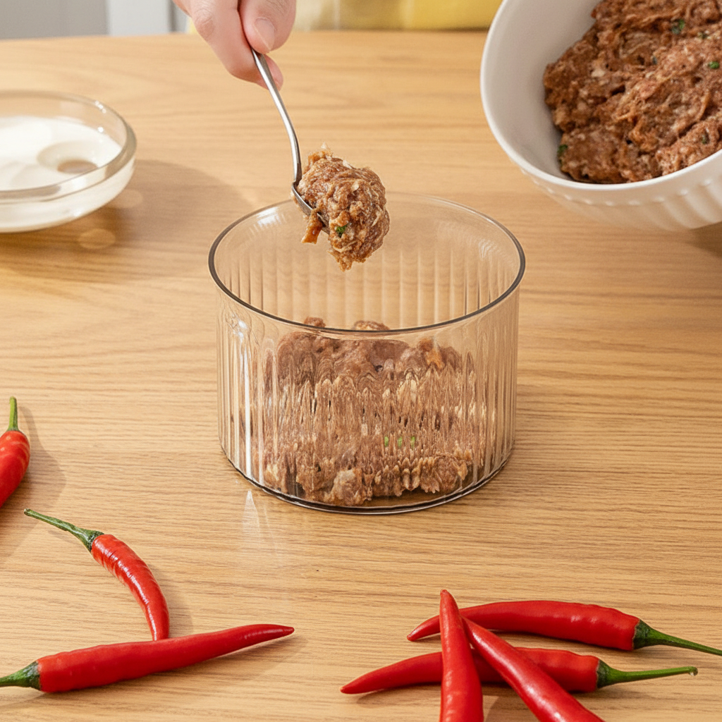 Taiwanese Meatball Maker Mold – Translucent Minced Meat Press and Storage Container for Homemade Meatballs, Cooking Preparation and Kitchen Use