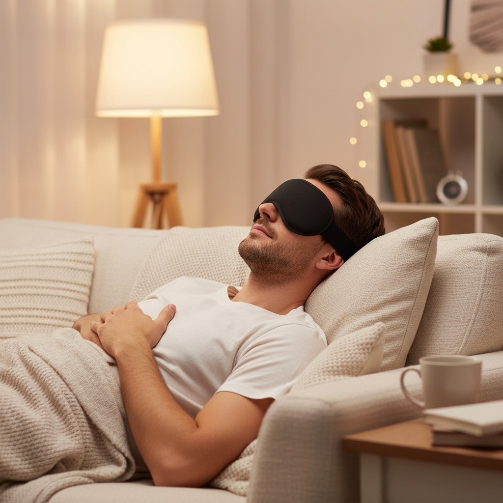 Weighted Blackout Sleep Mask – 3D Gravity Eye Cover with Ear Coverage for Side Sleepers, Travel, Relaxation and Comfortable Nighttime Rest