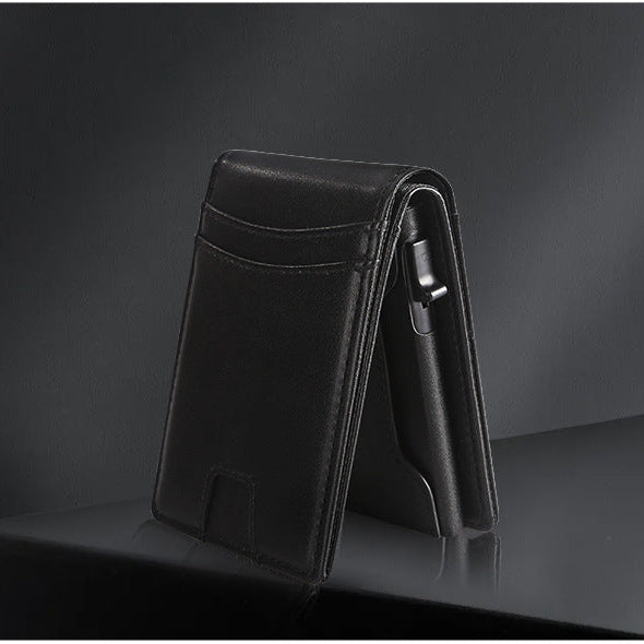 VaultGuard™ Leather RFID Pop-Up Wallet with Cash Pocket (Latest Version)