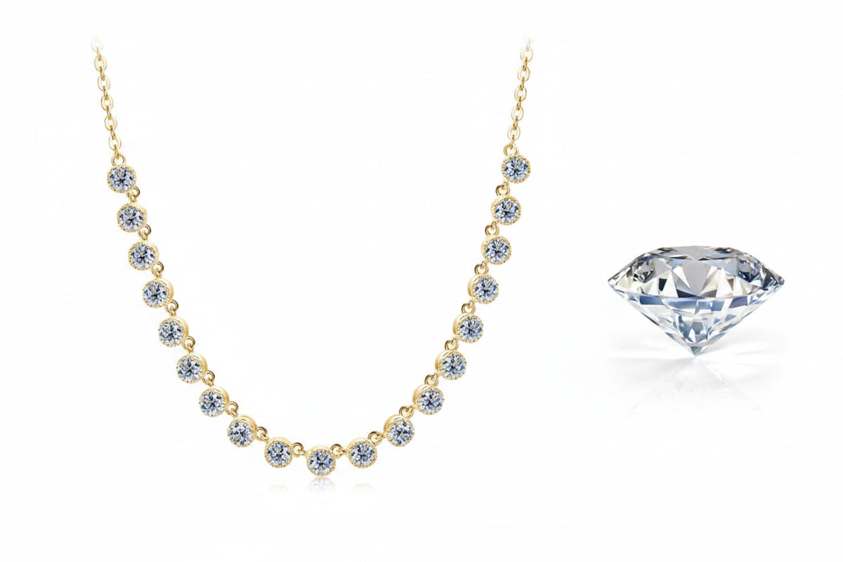 Moissanite Bubble Choker Necklace – Sparkling 3MM Stones with 14K Gold-Filled Finish for Women, Weddings, Parties and Elegant Layered Jewelry Looks