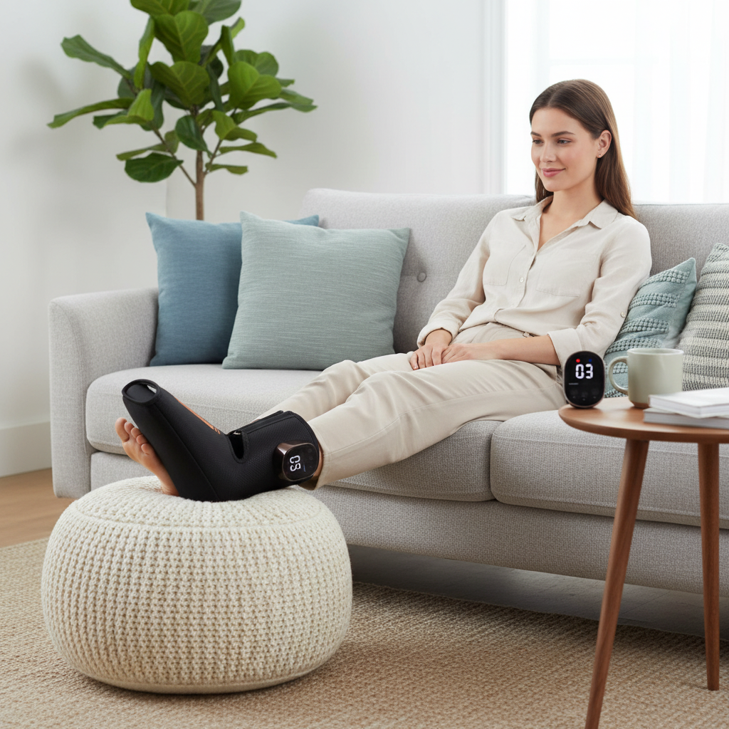 Cordless Air Compression Leg Massager – Rechargeable Foot and Calf Massage Boots with Vibration for Relaxation, Circulation Support and Recovery