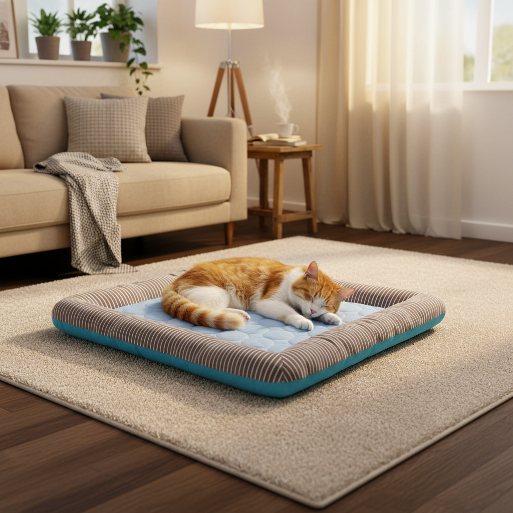 Cooling Pet Bed Mat – Breathable Ice Silk Dog and Cat Cooling Pad for Summer Sleeping, Soft Puppy Kitten Blanket with Comfortable Support