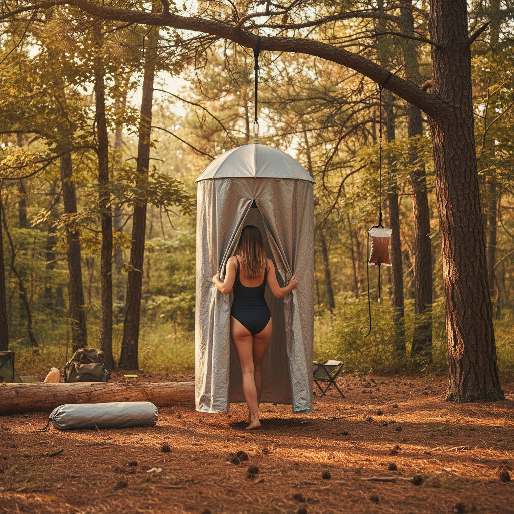 Pop-Up Privacy Shower Tent – Portable Outdoor Camping Toilet and Changing Shelter with Hanging Design, Quick Setup and Convenient Carry Bag