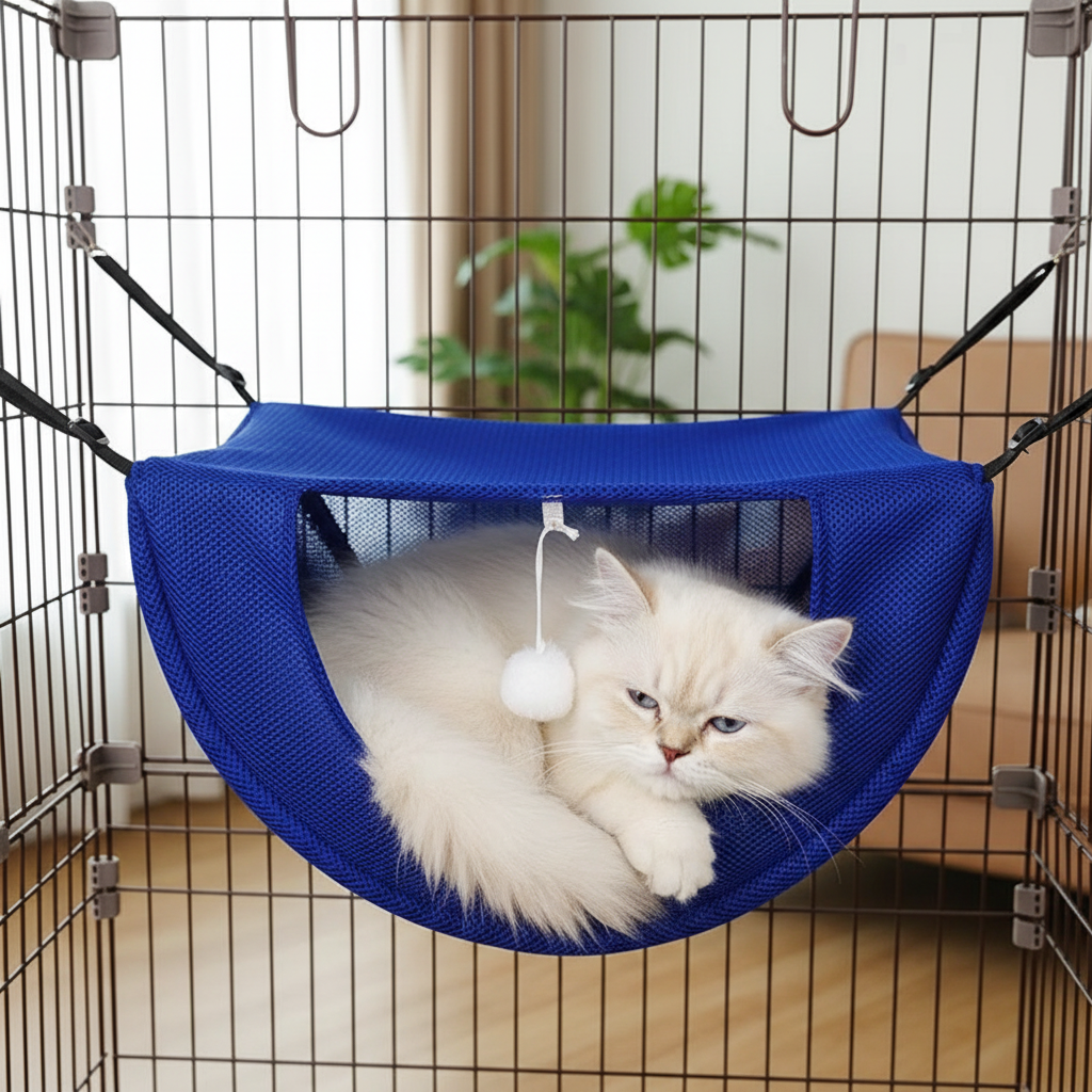 Cat Hammock Bed – Breathable Washable Hanging Pet Nest for Cages, Kittens, Guinea Pigs and Small Animals Seeking Cozy Sleep