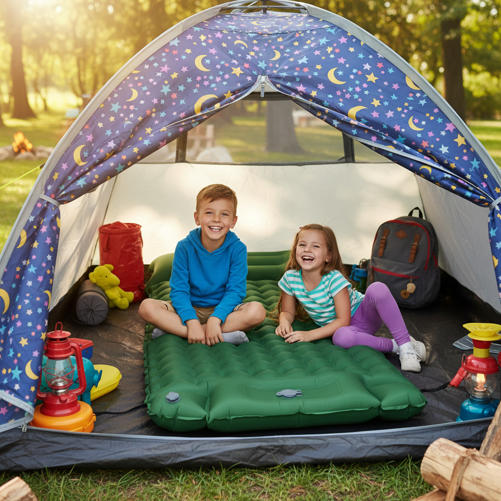 Thick Inflatable Camping Mattress – 10CM Winter-Insulated Sleeping Pad for Family Trips, Outdoor Adventures, Cozy Rest and Christmas Gift Giving