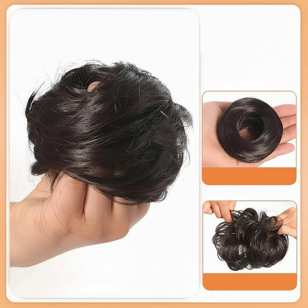 Elastic Ponytail Hair Band – Heat Resistant Synthetic Hair Wrap for Instant Fuller Bun and Stylish Hairstyles