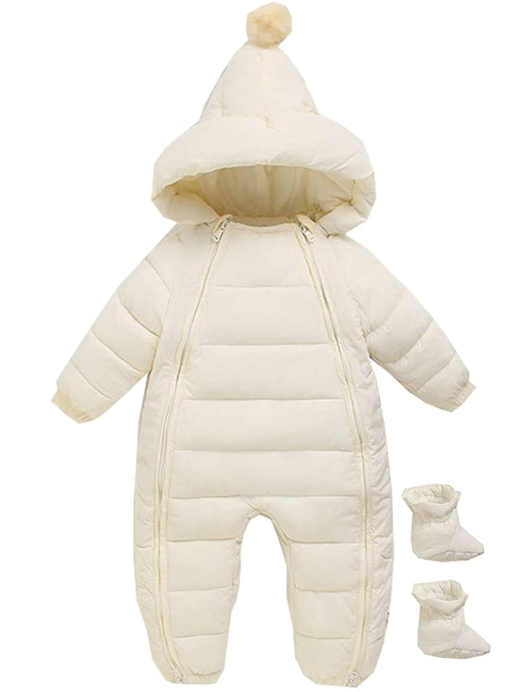 Baby Hooded Snowsuit Romper – Plush Velvet Winter Jumpsuit for Newborn Boys and Girls with Cozy Warm Protection