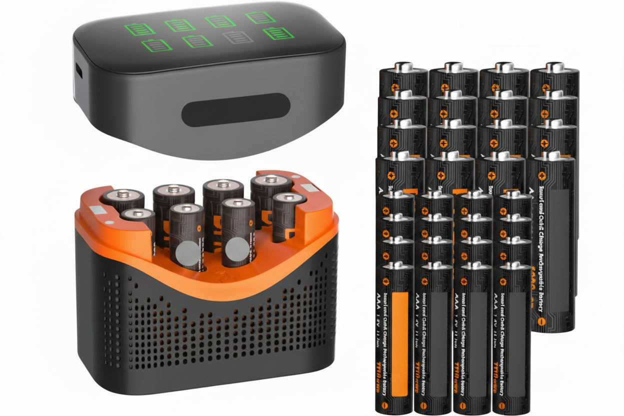 Rechargeable Lithium Battery Set – Long-Lasting 1.5V AA and AAA Batteries with Fast Charger Box for Toys, Remotes and Daily Devices