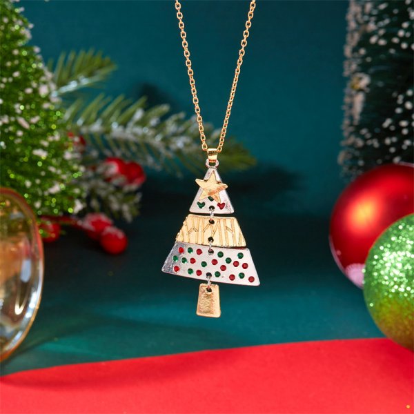 Rhinestone Christmas Tree Necklace – Sparkling Snowflake Pendant with Zircon Accents for Elegant Holiday Jewelry and Gift Giving