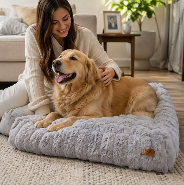 Ultra Plush Dog Bed – Soft Washable Pet Cushion Mattress for Large Dogs, Crates and Comfortable Sleep