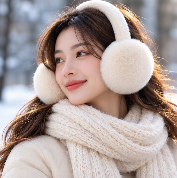 Women's Plush Winter Earmuffs – Foldable Soft Ear Warmers for Outdoor Travel, Daily Wear and Cold Weather Protection