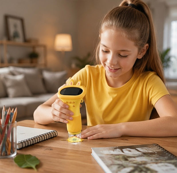 Portable Digital Microscope for Kids – 1000X Handheld Pocket Microscope with IPS Screen, LED Lights and STEM Science Exploration