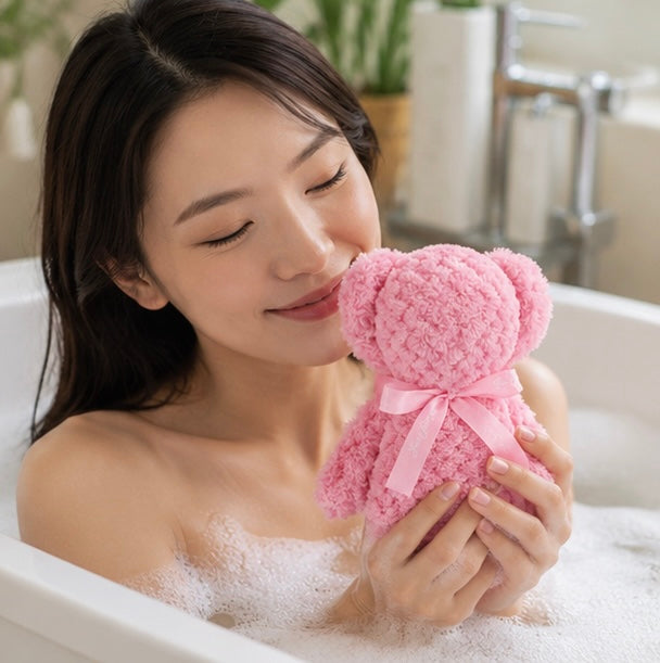 Cute Bear Plush Towel Set - Soft Cartoon Souvenir Gift Towels for Weddings, Birthdays, Party Favors and Kids Gifts