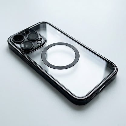 Magnetic Clear iPhone Case – Electroplated Bumper with Raised Camera Rings