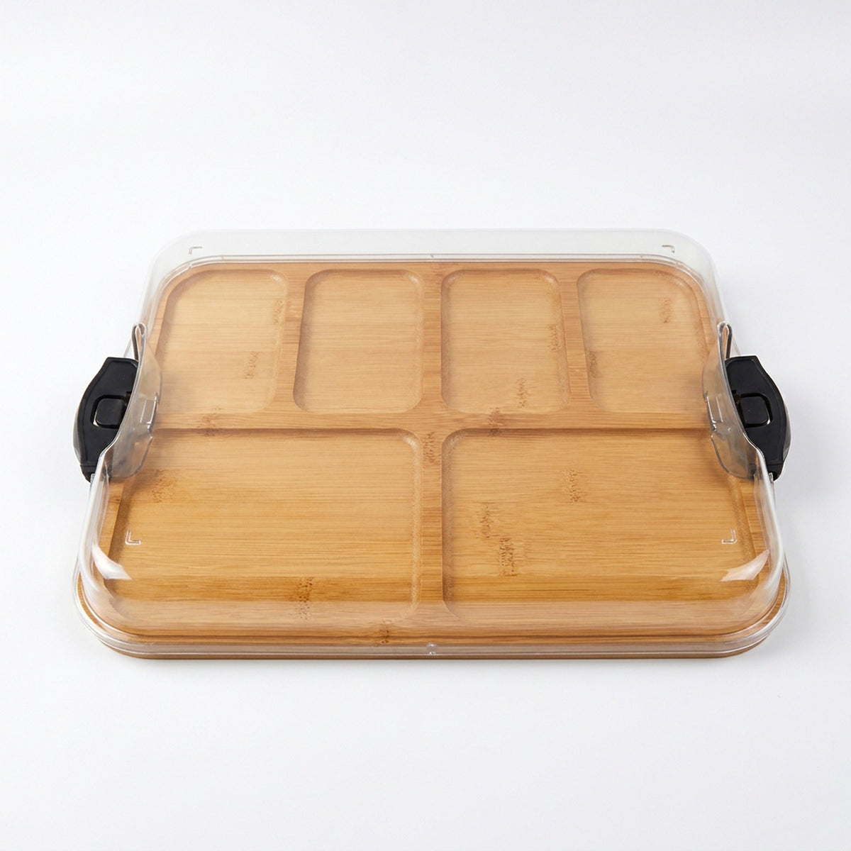 Portable Charcuterie Board – Bamboo Cheese Serving Tray with Clear Acrylic Lid for Picnics, Camping and Elegant Entertaining