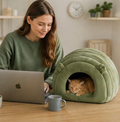 Cozy Cat Nest Bed – Plush Warm Pet Sleeping Mat for Cats and Small Pets During Autumn and Winter