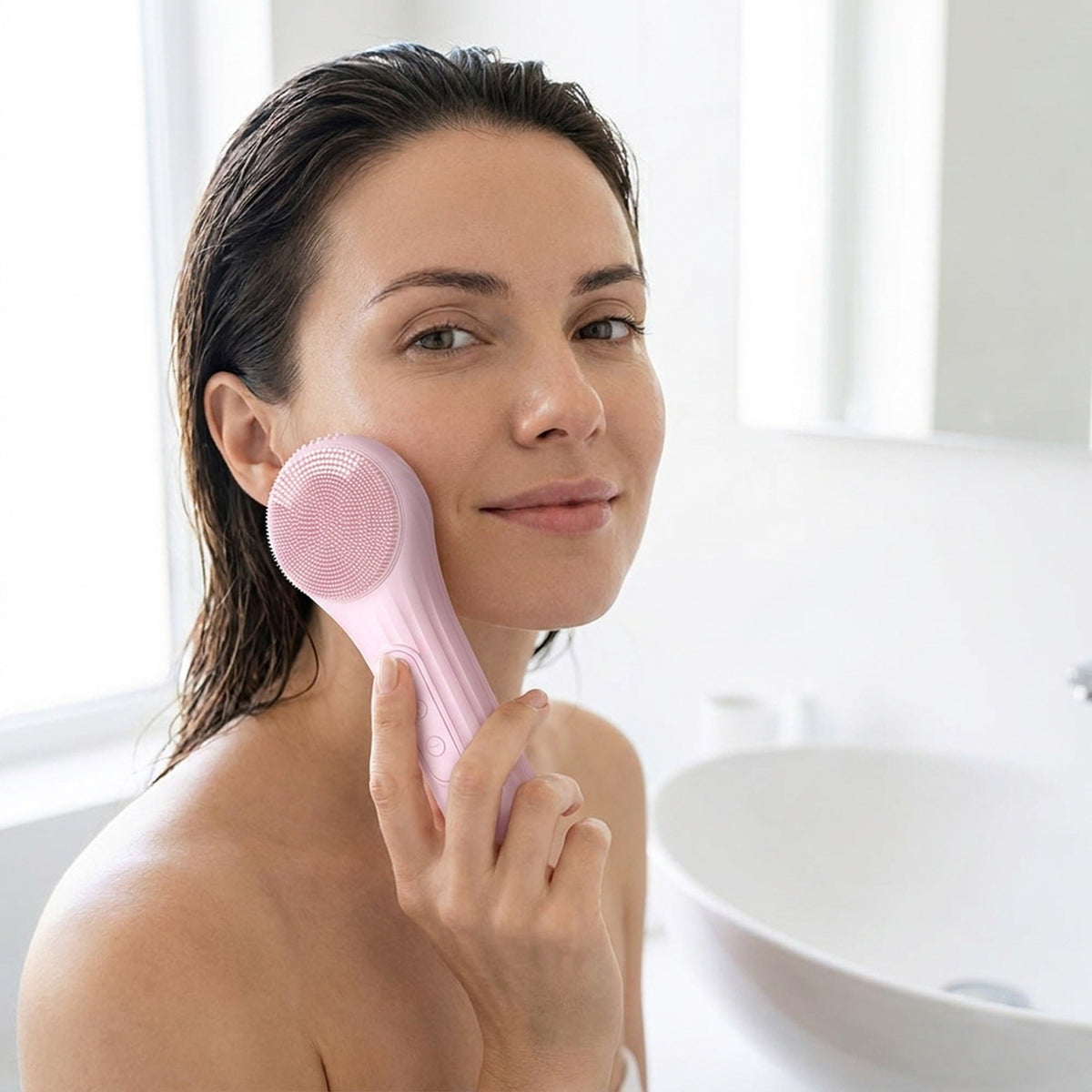 Sonic Facial Cleansing Brush - Waterproof Rechargeable Silicone Skin Care Tool for Deep Cleansing, Exfoliation and Facial Massage
