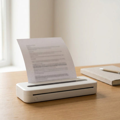 Portable Bluetooth Thermal Printer - Wireless Inkless A4 Mobile Printer for Travel, Business Documents and Home Office Use