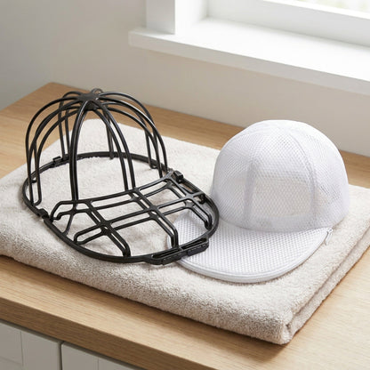 Baseball Cap Washer Cage - Rigid Hat Frame plus Mesh Wash Bag, Holds a Cap's Shape in the Washing Machine or Dishwasher